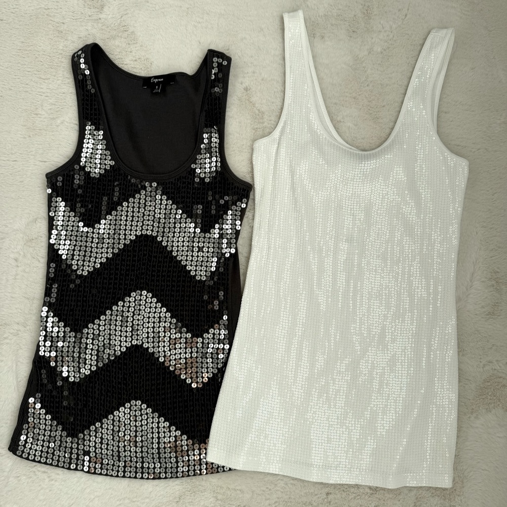 NWT Bundle of 2 express tank tops w Sequins pima cotton